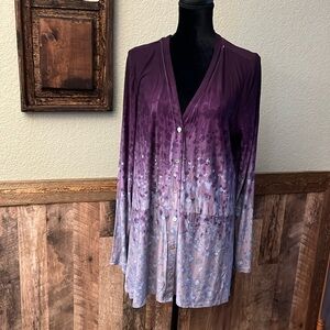 LOGO by Lori Goldstein Ombré Button Cardigan! Size L